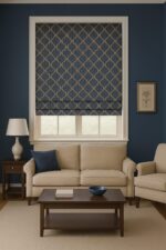 پرده خانه - شید رومن 137-5782 - پرده اداری -پرده برقی - قابلیت تنظیم نور - پرده شید رومن سرمه ای